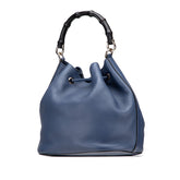 グッチ バンブー ショルダーバッグ ハンドバッグ 2WAY 387613 ブルー レザー レディース GUCCI 【中古】